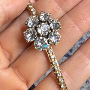 Gucci Brass & Leather AUTHENTIC adjustable bracelet with Full stone